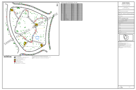 Sheet L-201 layout and materials plan, ARCH D, 1:500